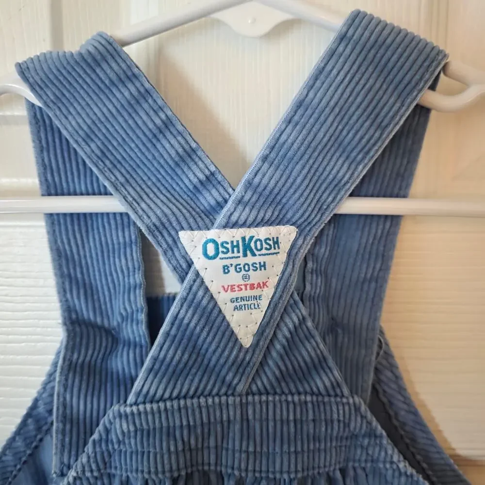 Oshkosh Vintage Vestback Blue Corduroy Overalls Size 18 months